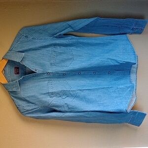 Untickit Chambre Button Front Long Sleeve Collard Denim Style Shirt Size 2